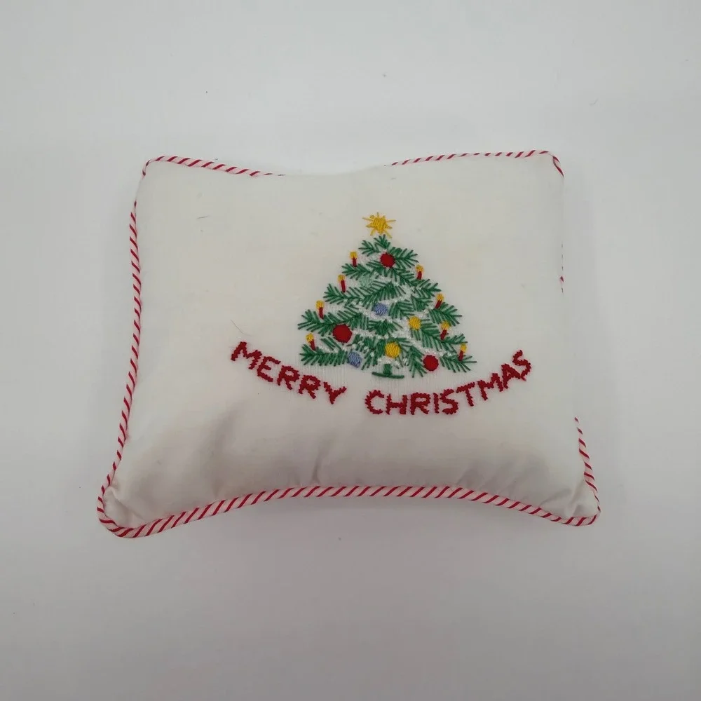 Vtg Nathan Krauskopf Decorative Musical Pillow Embroidered Christmas Tree Swiss